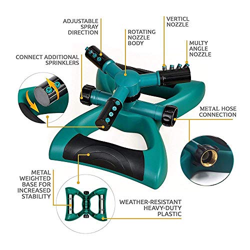 Julujiao Tech Sprinkler, 360 Degree Rotating Weighted Gardening, G...